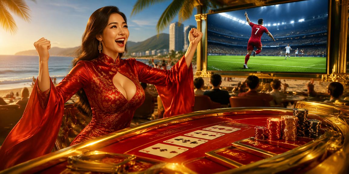 Khung cảnh Vũng Tàu khi người chơi tham gia Baccarat trực tuyến buổi tối ven biển